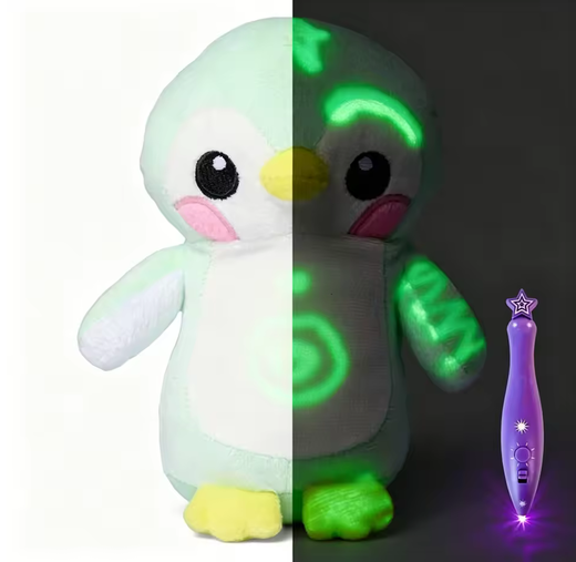 🐧 Świecący Pluszak Interaktywny z Magicznym Rysikiem – Maskotka, która Świeci w Ciemności
